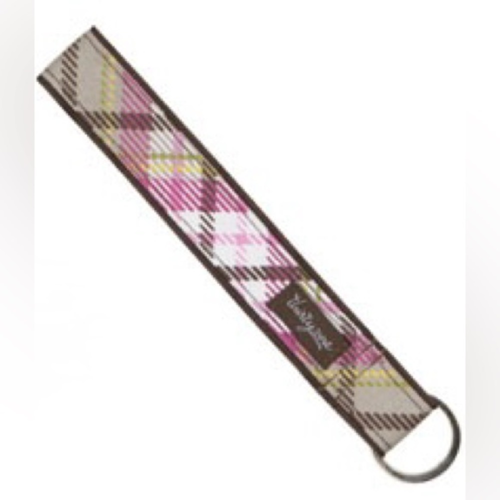 Thirty-One Painted Floral Plaid Wristlet Key Fob